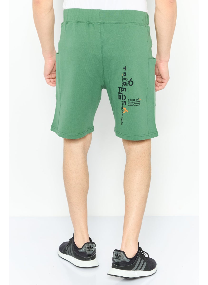 TRIBE OF 6 - Men Sportswear Fit Brand Logo Outdoor Shorts, Green - Image 1