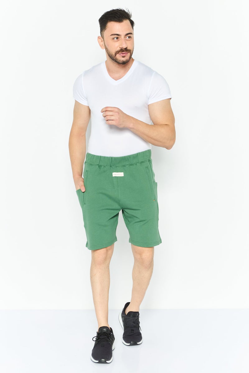 TRIBE OF 6 Men Sportswear Fit Brand Logo Outdoor Shorts, Green - Image 2