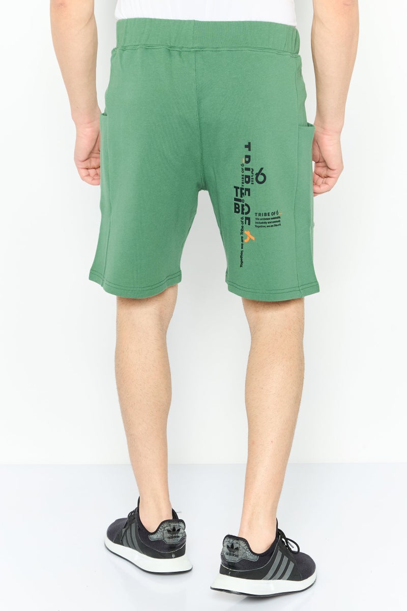 TRIBE OF 6 Men Sportswear Fit Brand Logo Outdoor Shorts, Green - Image 4