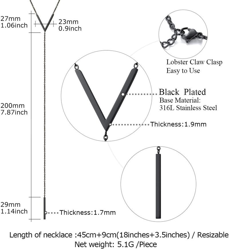 FOCALOOK Long Necklaces for Women 14K Gold Plated Dainty Drop Bar Pendant Lariat Y-Shaped Necklace Earring Set 28inch/73cm - Image 5