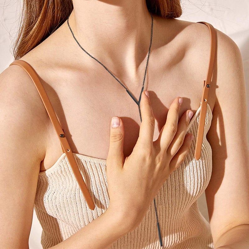 FOCALOOK Long Necklaces for Women 14K Gold Plated Dainty Drop Bar Pendant Lariat Y-Shaped Necklace Earring Set 28inch/73cm - Image 3