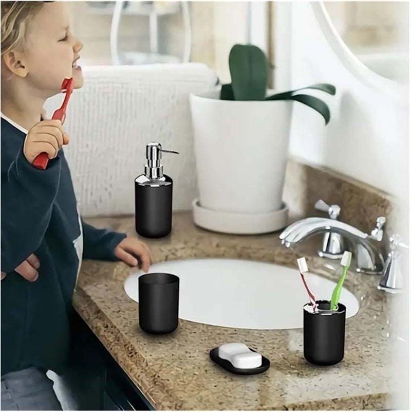 Soap Dispenser Set Wash Set Bathroom Decoration Accessories Lotion Bottle Soap Dish Mouthwash Cup Black Tray Household Bathroom Supplies(White) - Image 4