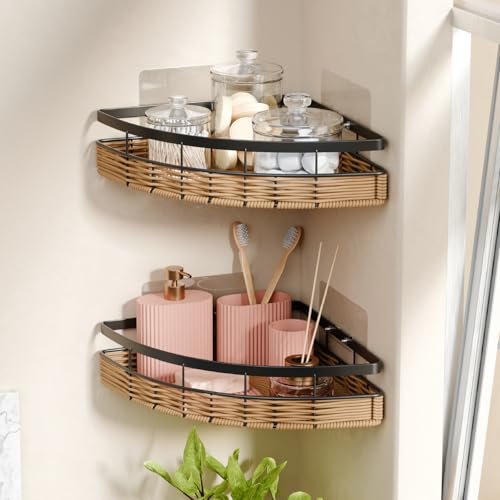 Lifelong Bathroom Corner Shelf for Storage | Set of 2 | Dual Installation - Adhesive Sticker & Screws | Rustproof, Space-Saving | Strong and Durable, Easy Install with Strong Hold (Black, LLBCR01) - Image 1