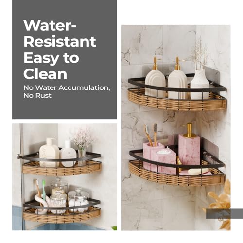 Lifelong Bathroom Corner Shelf for Storage | Set of 2 | Dual Installation - Adhesive Sticker & Screws | Rustproof, Space-Saving | Strong and Durable, Easy Install with Strong Hold (Black, LLBCR01) - Image 4