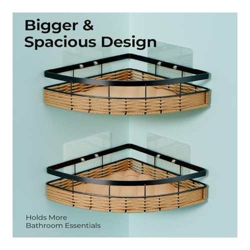 Lifelong Bathroom Corner Shelf for Storage | Set of 2 | Dual Installation - Adhesive Sticker & Screws | Rustproof, Space-Saving | Strong and Durable, Easy Install with Strong Hold (Black, LLBCR01) - Image 5