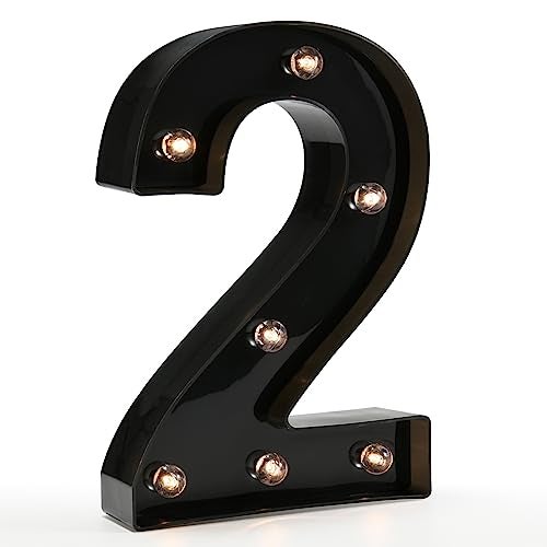 Light Up Black Alphabet Marquee Number Sign LED Marquee Number Lights Sign for Night Light Home Bar Christmas Lamp Birthday Party Wedding Decoration 2