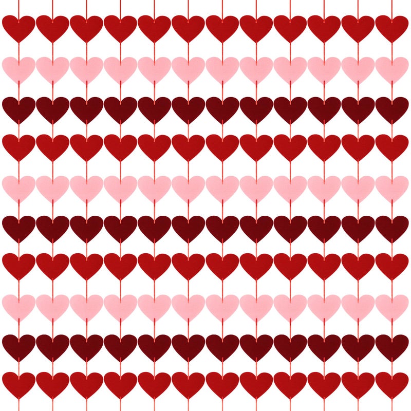 Heartome 12 PCS Valentines Banner, Hanging Valentines Decor, Pre-Assemble Heart Banner Galentines Day Decorations for Holiday Classroom School Home Backdrop Decorï¼ˆRed, Pink, Burgundyï¼‰ - Image 1