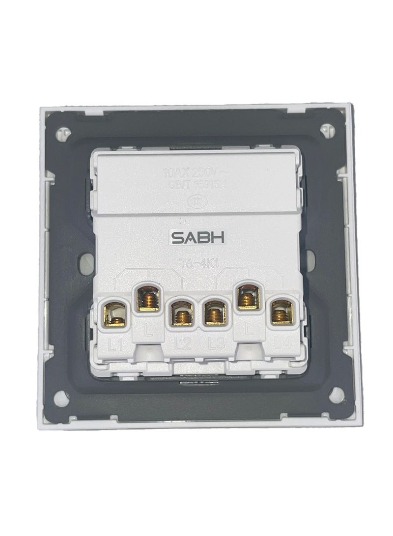 TEMPO 4 Gang 1 Way Switch white Slim Piano  - Image 2