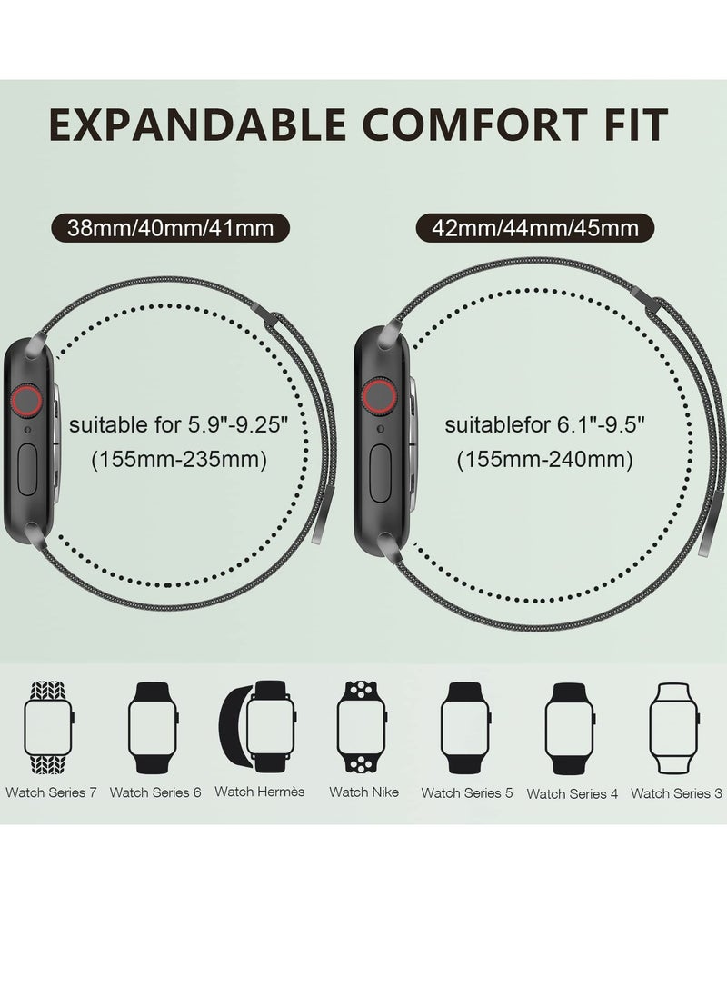 Generic - Compatible with Apple Watch Band 42mm 44mm 45mm 46mmfor Women and Men, Stainless Steel Magnetic Metal Wristband Strap Compatible with iWatch Series 10 9 8 7 6 5 4 3 2 1 SE 2/1 Black - Image 1