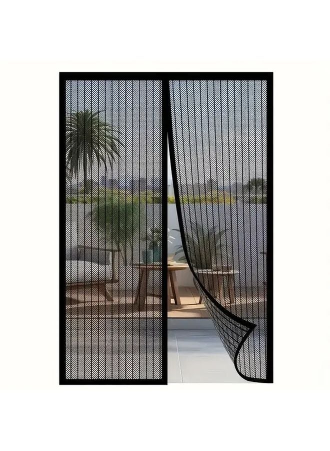 Classic Magnetic Mosquito Net Door Curtain Easy Install Breathable Polyester Blend - Image 1