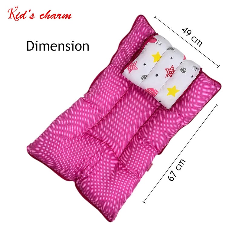 Kid's Charm Kids Charm Planet Mini 3 in 1 Babys Cotton Bed Cum Carry Bed Printed Baby Sleeping BagBaby BedInfant Portable for Unisex Easily Portable Light Weight Carry for New Born 04 Months Old Pink - Image 5