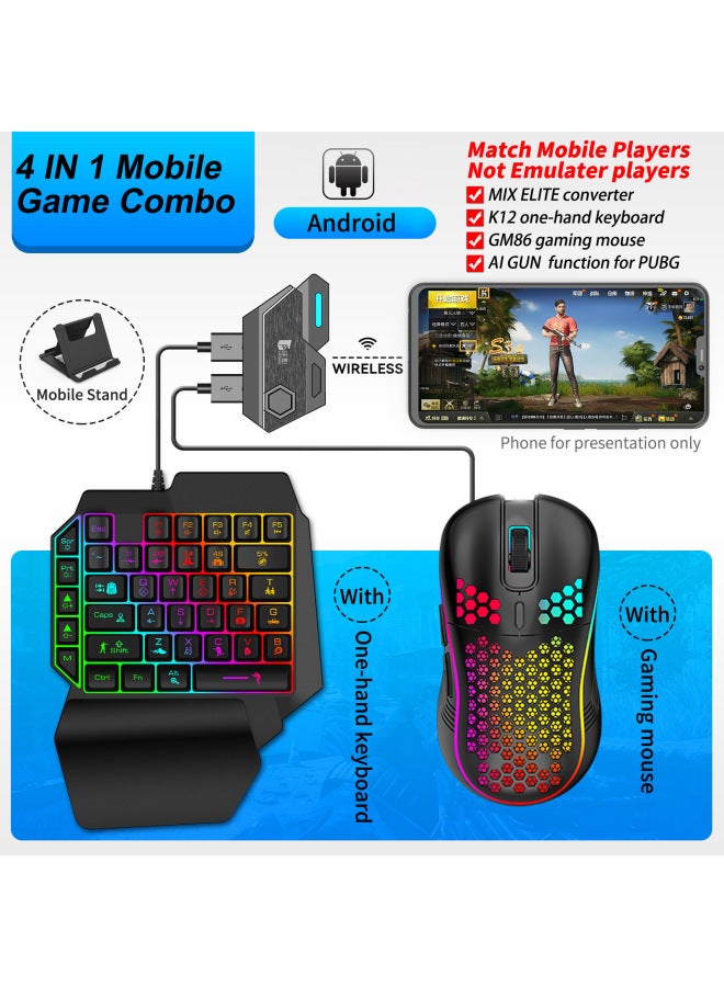 Jia Ying Mobile Phone Game Handle Keyboard Mouse Converter Throne Suit Android Chicken Eating Artifact Auxiliary Peripherals-Product Color:Mix Elite Mobile Game Keyboard And Mouse Set 【mix Elite Converter + K12 Keyboard + Gm8
