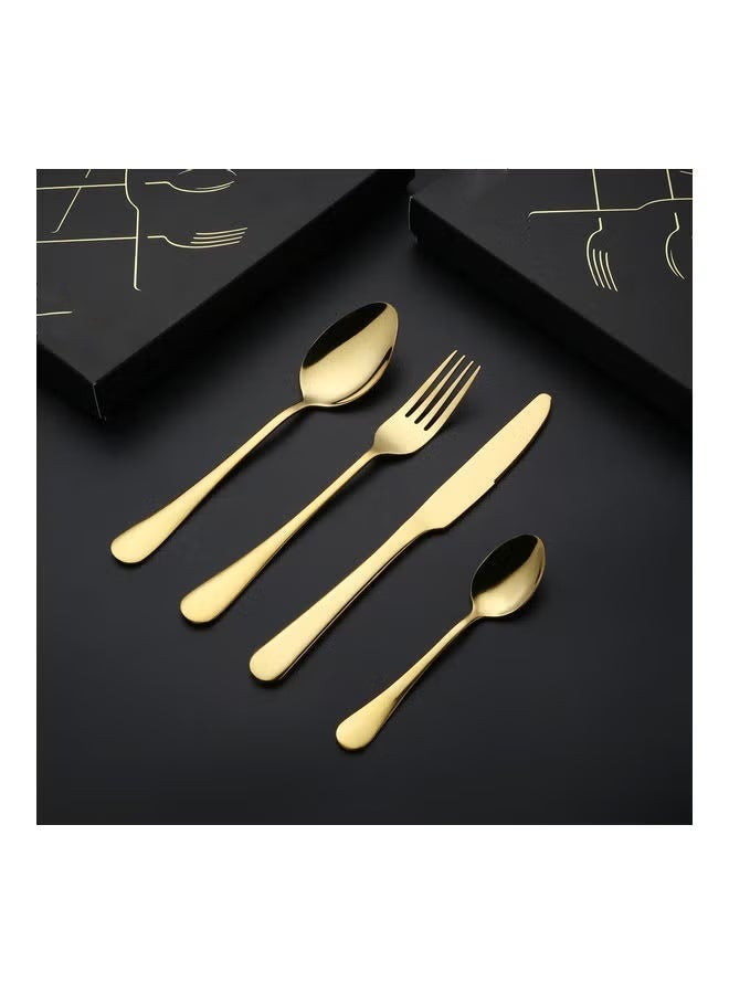 4-Piece Stainless Steel Cutlery Set Gold - Image 5