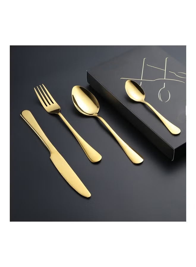 4-Piece Stainless Steel Cutlery Set Gold - Image 4