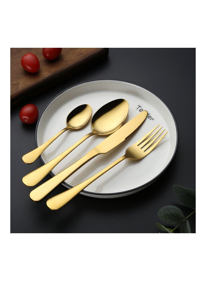 4-Piece Stainless Steel Cutlery Set Gold - Image 1
