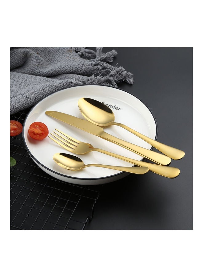 4-Piece Stainless Steel Cutlery Set Gold - Image 3