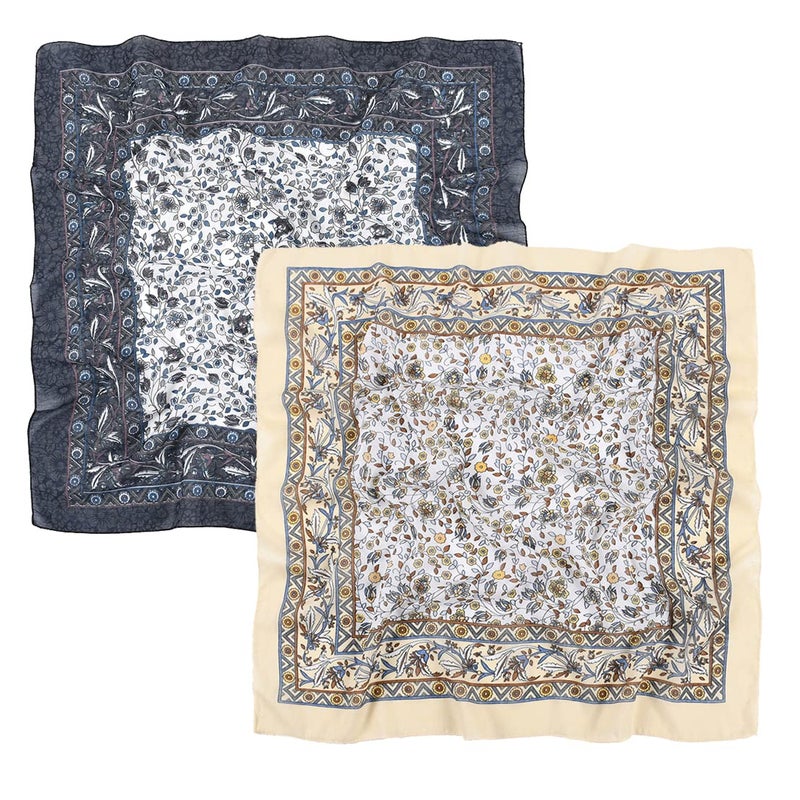 K-Elewon 27.5â€ Women Medium Square Scarf Head Scarf- 2PCS Neck Scarf Hair Scarf Head Sleeping Wraps Scarfs for Women H07-08 - Image 1