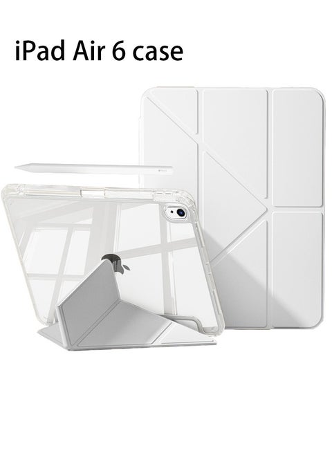 iPad Air الجيل السادس M2 مقاس 11 بوصة (2024) iPad Air4 / Air5 مقاس 10.9 بوصة (2020/2022) مع حامل قلم ، وغطاء شفاف من الجيل السادس من iPad Air ، وغطاء أكريليك من الجيل السادس من iPad Air ، وإيقاظ / نوم تلقائي