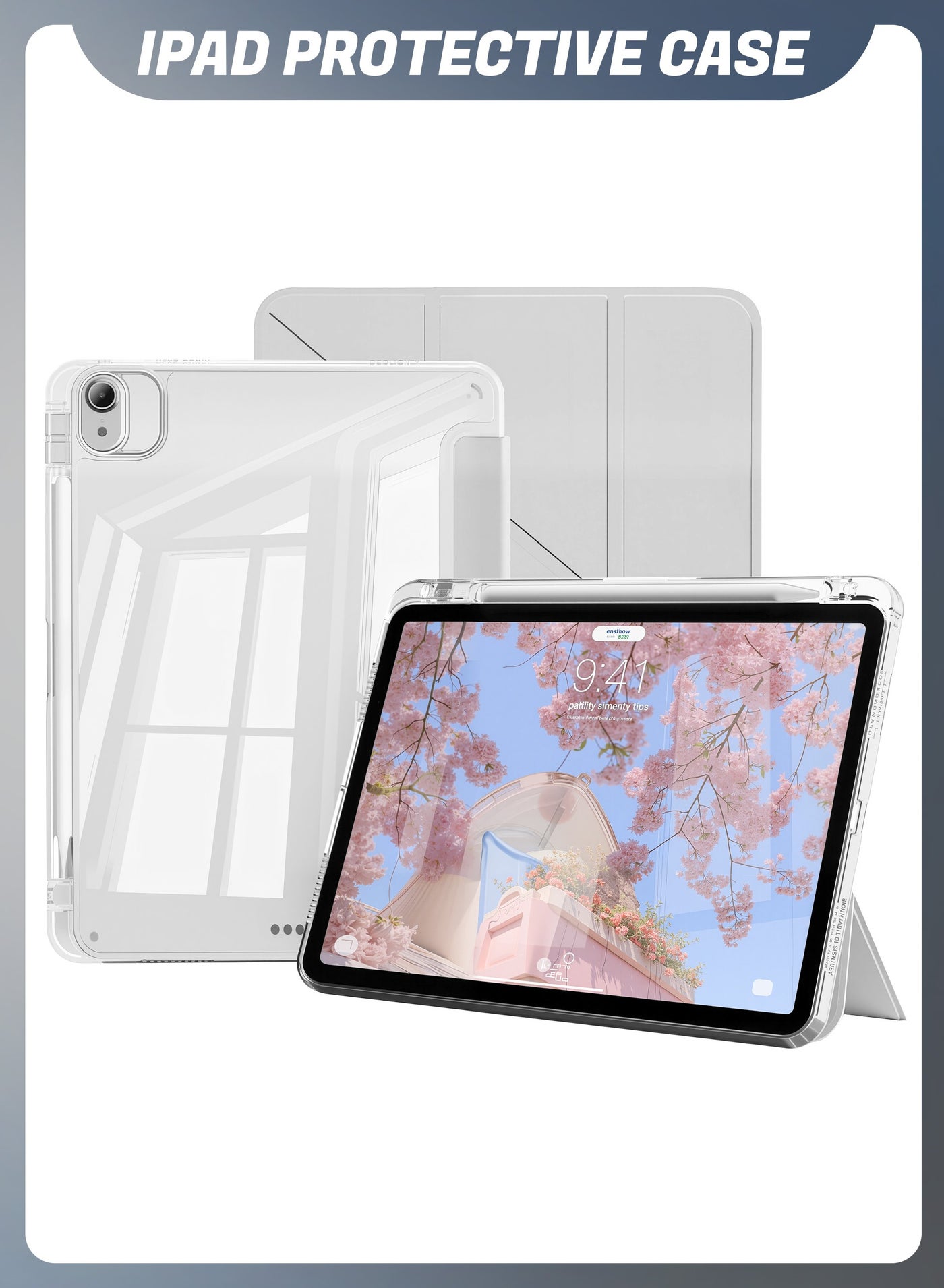 Case for iPad Air 11-inch M4/M3/M2 (2026/2025/2024) and also Case for iPad Air 5th/4th Generation (2022/2020) 10.9 Inch - Shockproof Cover with Clear Back Shell with Pencil Holder, Hybrid Slim Smart C