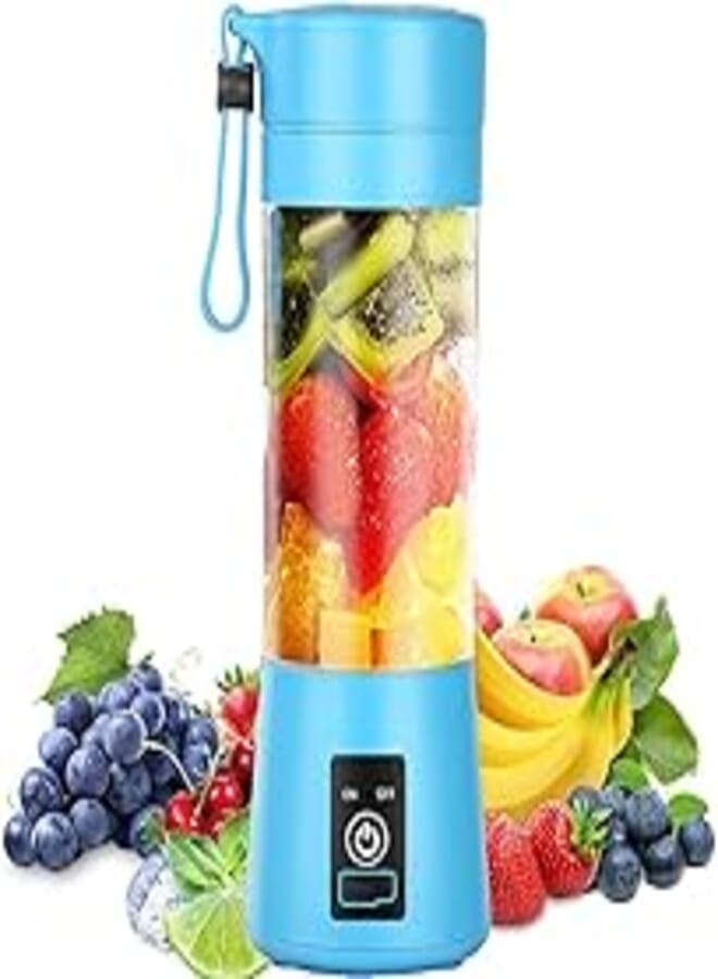 zepin Portable blender, personal blender, small fruit mixer with 6 blades, electric usb rechargeable juicer cup, fruit mixing machine home,travel,bbq (gzj1-blue)