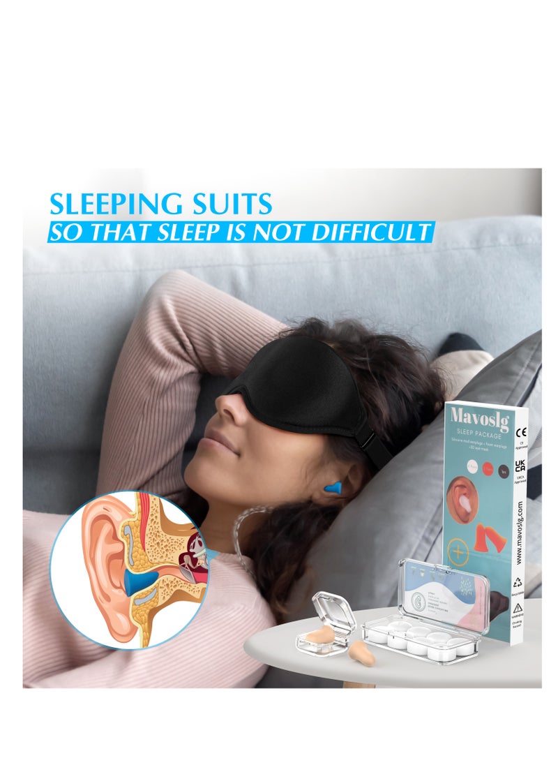 T NEWFUN Silicone Earplugs - Ultra Soft Foam Earplugs - Sleep Eye Mask for Men Women, Upgraded 3D Hollowed Design, Value Pack–for Sleeping, Snoring, Travel, Airplanes, Shift Work  - Image 5