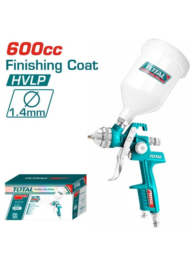 TOTAL HVLP Spray Gun 600cc 1.4mm Nozzle Adjustable Spray Pattern 2-3.5 Bar Air Pressure TAT10601 - Image 2
