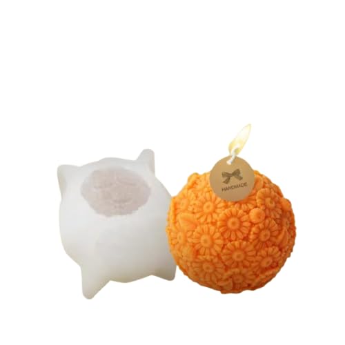 Smello Large Rose Ball Candle Mold I 3D Fondant Flower Silicone Plaster Epoxy Mould I for DIY Handmade Chocolate, Candle Making, Cake Dcor, Aromatherapy, Soap, Resin Art Craft Making, Home Party Decoration. - Image 1
