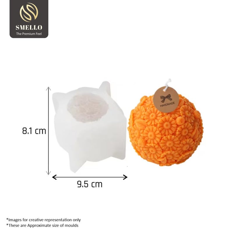 Smello Large Rose Ball Candle Mold I 3D Fondant Flower Silicone Plaster Epoxy Mould I for DIY Handmade Chocolate, Candle Making, Cake Dcor, Aromatherapy, Soap, Resin Art Craft Making, Home Party Decoration. - Image 3