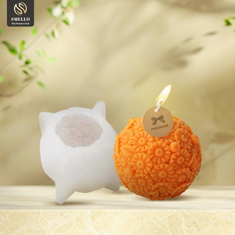 Smello Large Rose Ball Candle Mold I 3D Fondant Flower Silicone Plaster Epoxy Mould I for DIY Handmade Chocolate, Candle Making, Cake Dcor, Aromatherapy, Soap, Resin Art Craft Making, Home Party Decoration. - Image 2