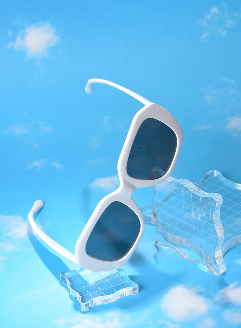 Haute Sauce Black Lens White Wayfarer Sunglasses