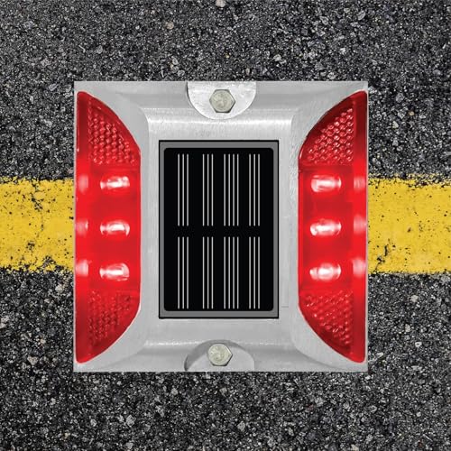 kh Solar Road Stud Light Road Reflector Waterproof 6 LED Solar Powered Blinker for Anti-diecast Aluminum Deck Lights for Driveway, Dock, Markers, Step, Staircase, Garden (Pack of 2) - Image 5