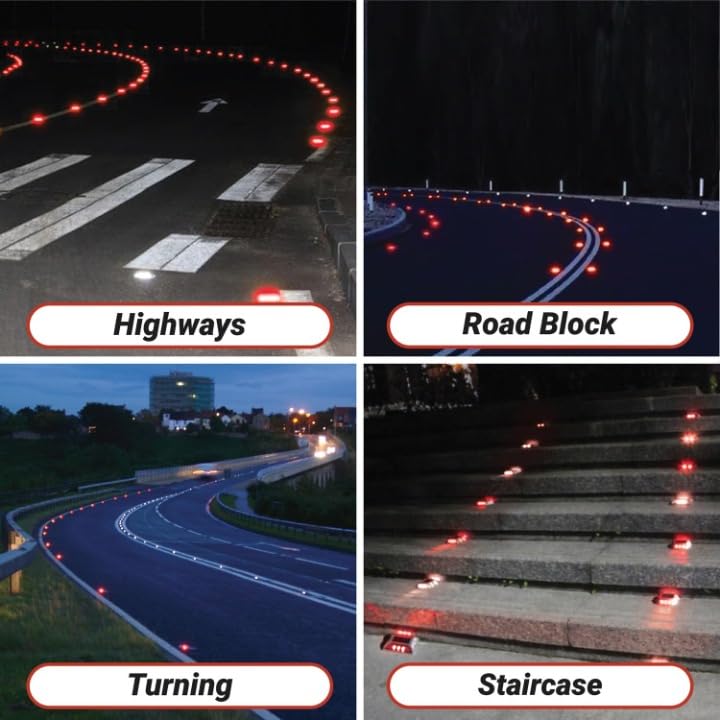 kh Solar Road Stud Light Road Reflector Waterproof 6 LED Solar Powered Blinker for Anti-diecast Aluminum Deck Lights for Driveway, Dock, Markers, Step, Staircase, Garden (Pack of 2) - Image 4