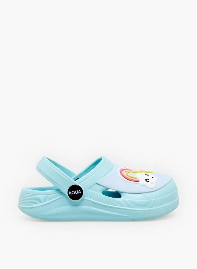 أكوا Girls Rainbow Applique Clogs