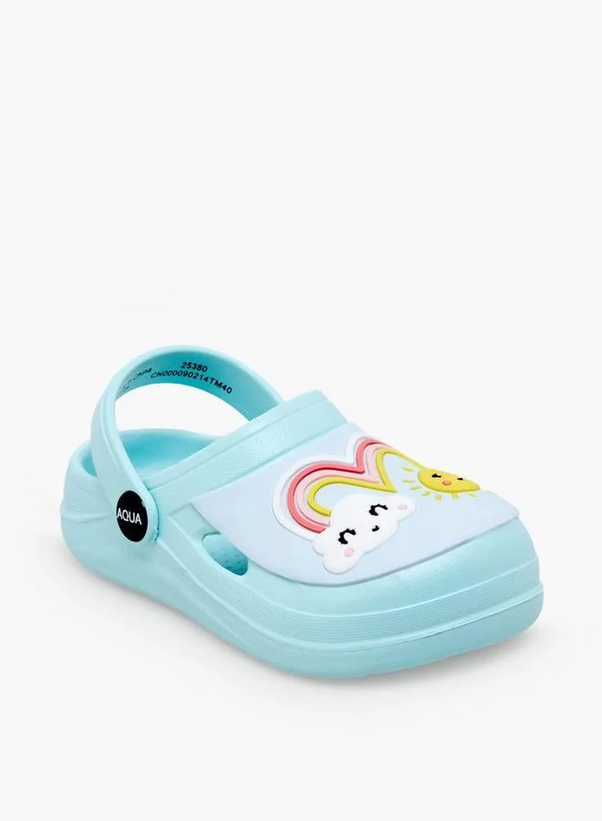 أكوا Girls Rainbow Applique Clogs