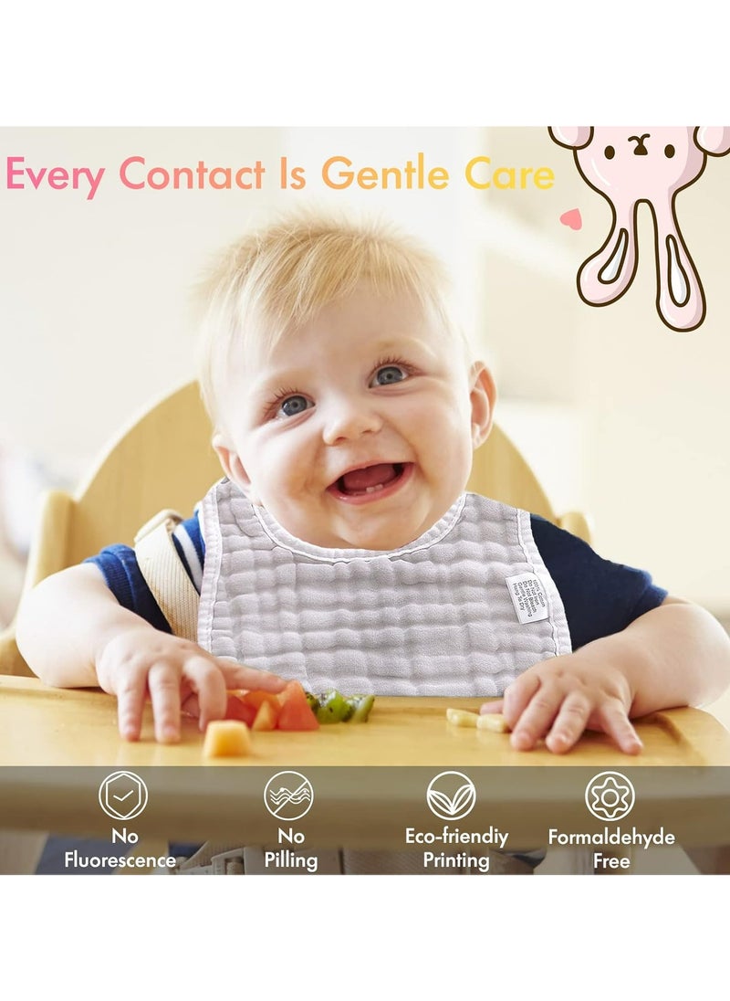 Oasisgalore Muslin Baby Drooling Bibs Unisex Soft & Absorbent Multi-Layer Baby Bibs for Drooling and Teething Boys Girls  - Image 5