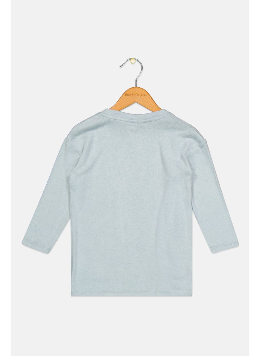 Rumi + Ryder - Toddler Girls Open Front Textured Cardigan, Sage Blue - Image 1