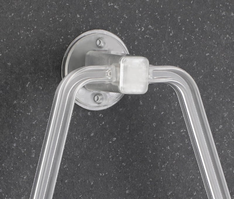 iSTAR Self Adhesive Sticker ABS Plastic Hand Towel Ring Holder for Bathroom Washbasin Triangle Towel Hanger Unbreakable Napkin Holder Stand for Kitchen Bathroom Accessroies (White) Pack of 1 - Image 3