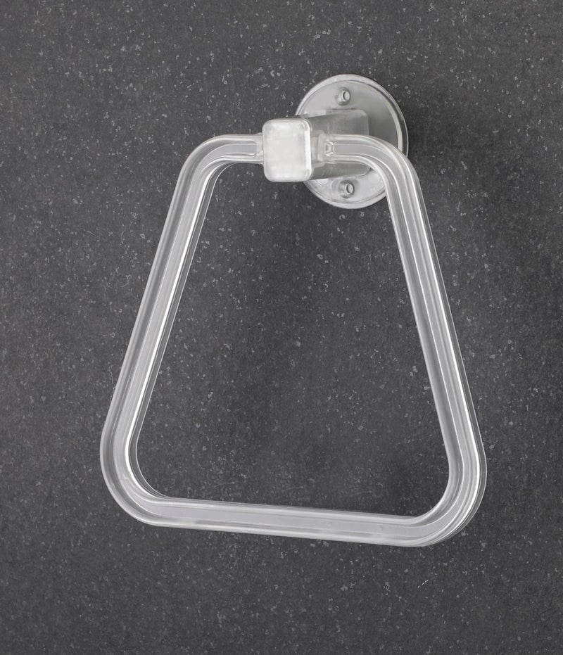 iSTAR Self Adhesive Sticker ABS Plastic Hand Towel Ring Holder for Bathroom Washbasin Triangle Towel Hanger Unbreakable Napkin Holder Stand for Kitchen Bathroom Accessroies (White) Pack of 1 - Image 5