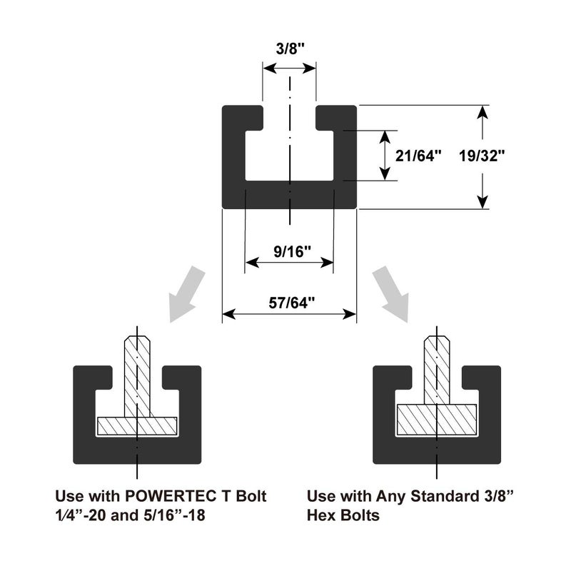 POWERTEC 71415-P2 T-Track Intersection Kit For 3/8" Mitered T Track with Pre-drilled Holes and Mounting Hardware, 2 Sets - Image 4