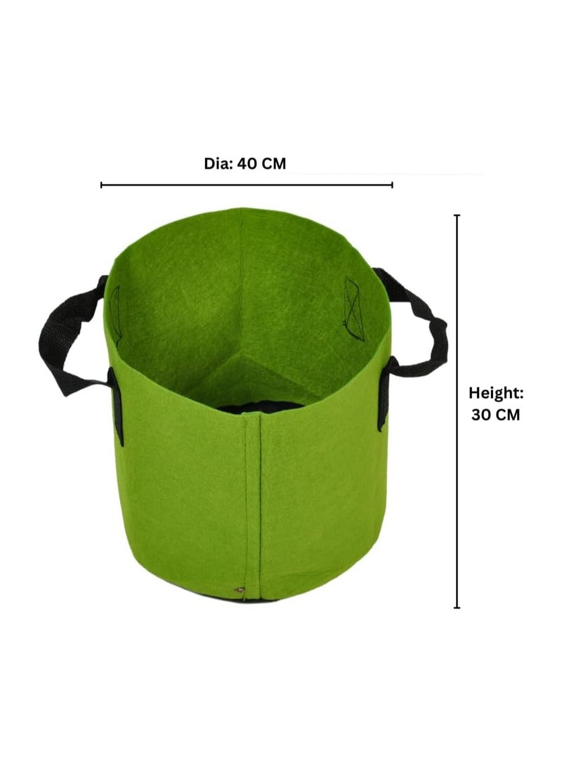 Generic Non-Woven Round Fabric Grow Bag, Colour - Green, Dimension: 40 CM Diameter X 30 CM Height, Fabric Grow Bag, Suitable for Vegetables, Flowers, Herbs, and Small Fruit Plants  - Image 2