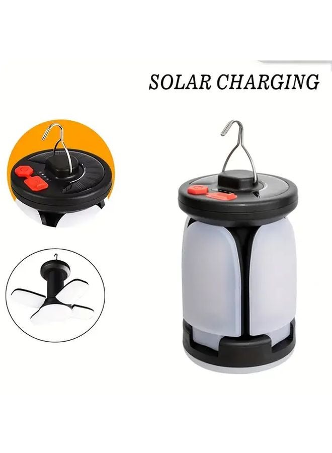 1Pc Solar Powered Hands Free Flashlight Work Light Portable 4 Leaf Foldable Lamp Auto On Off - Image 1