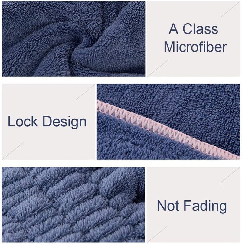 ELECDON Microfiber Hair Drying Caps, Hair Turban Extrame Soft & Ultra Absorbent, Fast Drying Hair Turban Wrap Towels Shower Cap for Girls and Women (Blue+Beige) 2 Packs - Image 3
