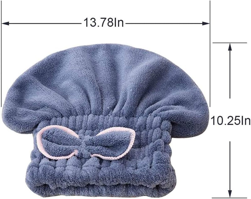 ELECDON Microfiber Hair Drying Caps, Hair Turban Extrame Soft & Ultra Absorbent, Fast Drying Hair Turban Wrap Towels Shower Cap for Girls and Women (Blue+Beige) 2 Packs - Image 5