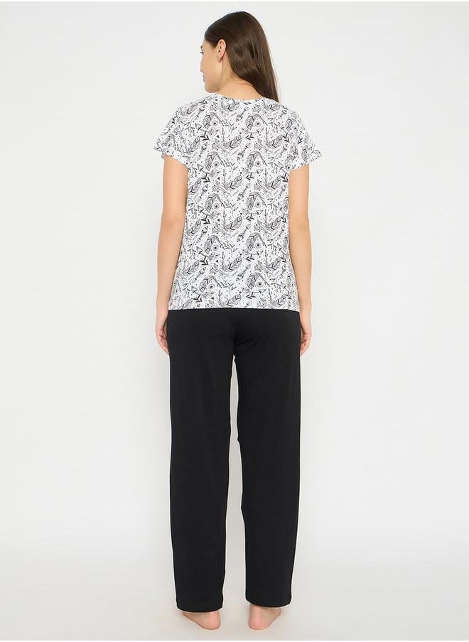 Clovia Women's Printed Button Down Shirt & Pyjama Set by Styli  - Image 4