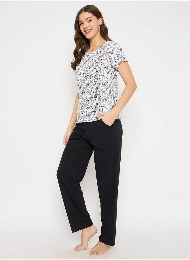 Clovia Women's Printed Button Down Shirt & Pyjama Set by Styli  - Image 2
