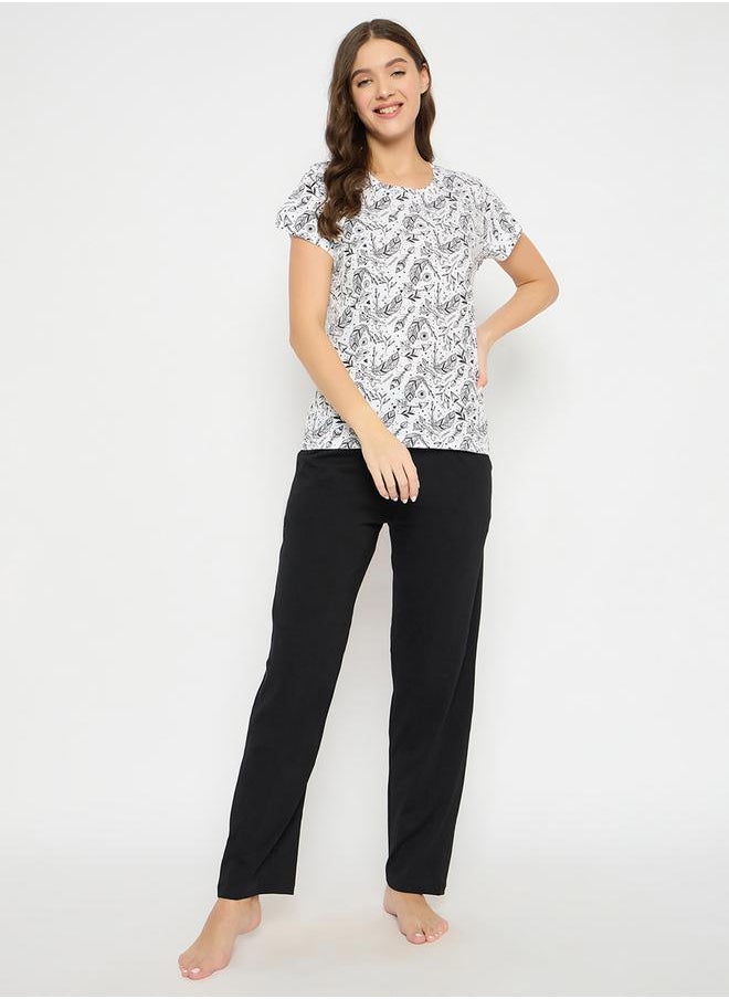 Clovia Women's Printed Button Down Shirt & Pyjama Set by Styli  - Image 1