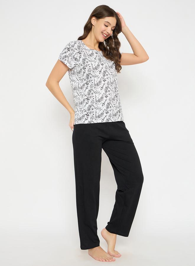 Clovia Women Printed Button Down Shirt and Pyjama Set - Image 3