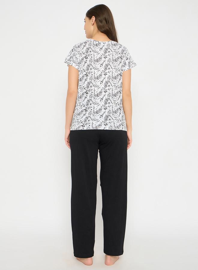 Clovia Women Printed Button Down Shirt and Pyjama Set - Image 4