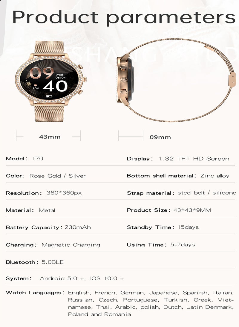 Newest Fashion Smart Watch for Ladies Bluetooth Call Smart Bracelet Waterproof Smartwatch Women