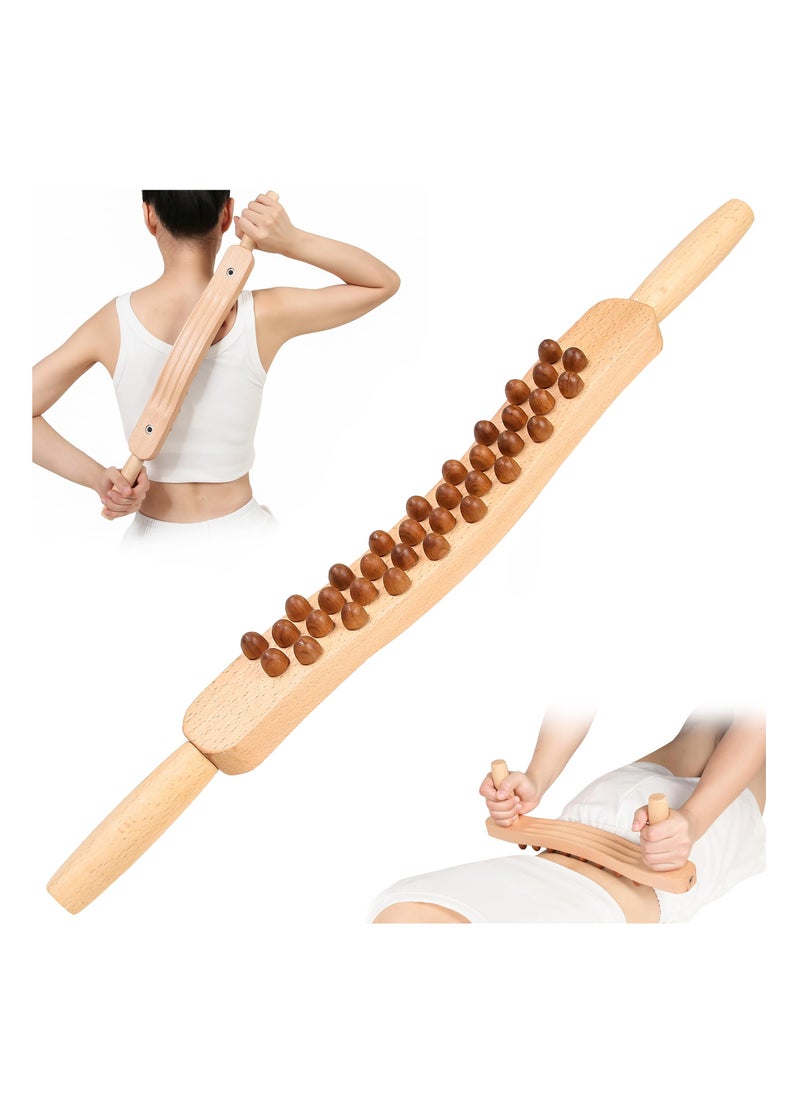 SYOSI Wood Therapy Tools, (34 Beads) Massage Roller Stick Lymphatic Drainage Massager Therapeutic Wood Stick Muscle Relaxation Roller Manual Lymph Drainage for Maderoterapy,Guasha,Anti Cellulite  - Image 1